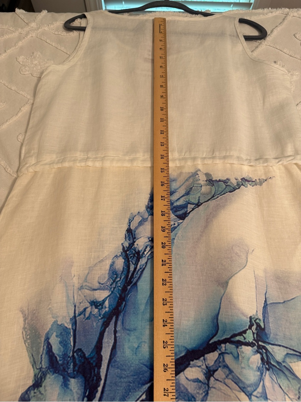 Luukaa 100% Linen Abstract Blue & White Floral Sleeveless Maxi Dress US 8 - Picture 7 of 12